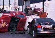 Vuelca pipa de gas tras choque en crucero de Nuevo Laredo
