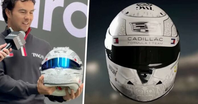 Checo Pérez revela casco especial para celebrar sus 300 carreras en la Fórmula 1